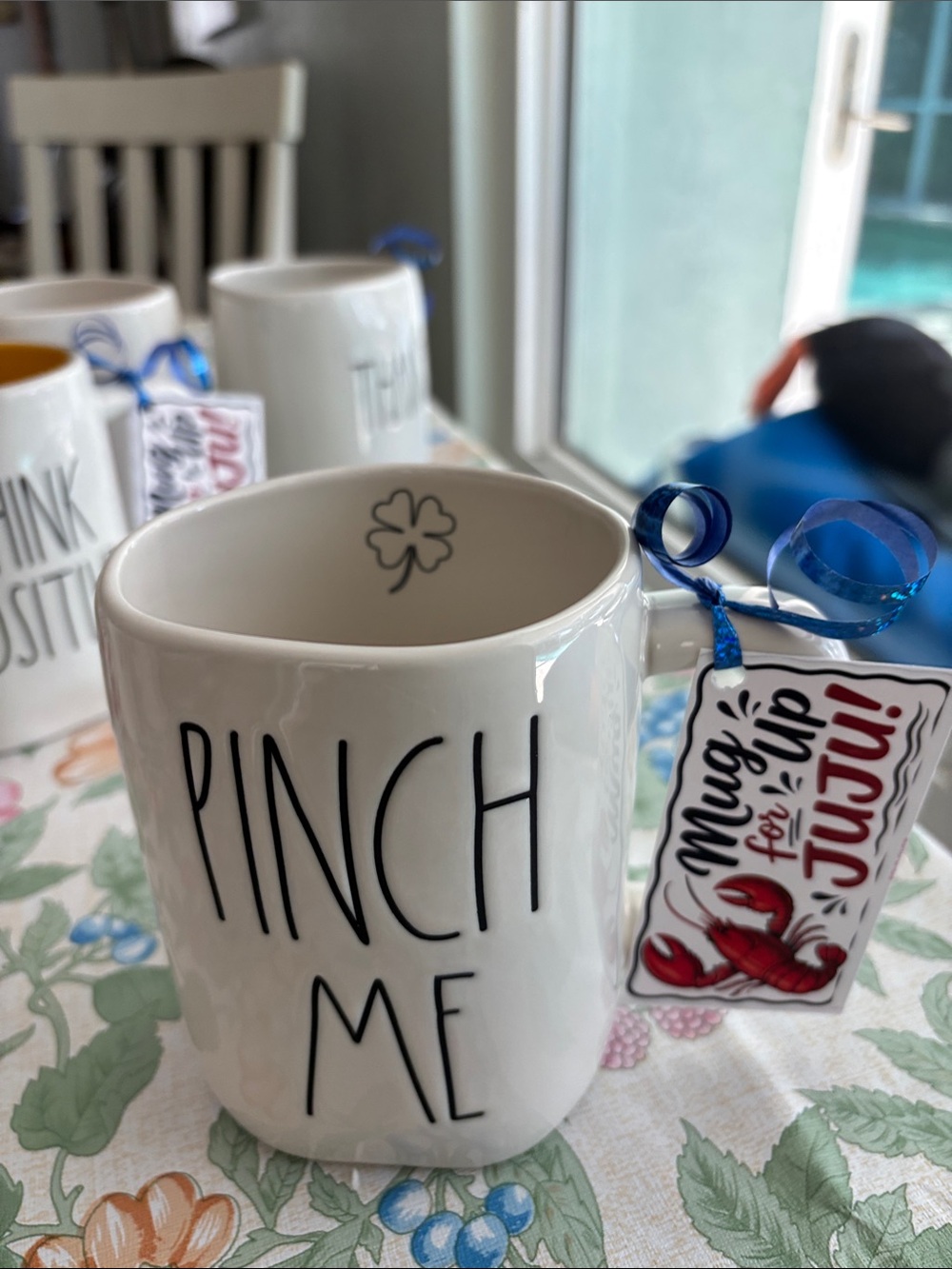 Rae Dunn White Ceramic "Pinch Me" Mug with Small Shamrock